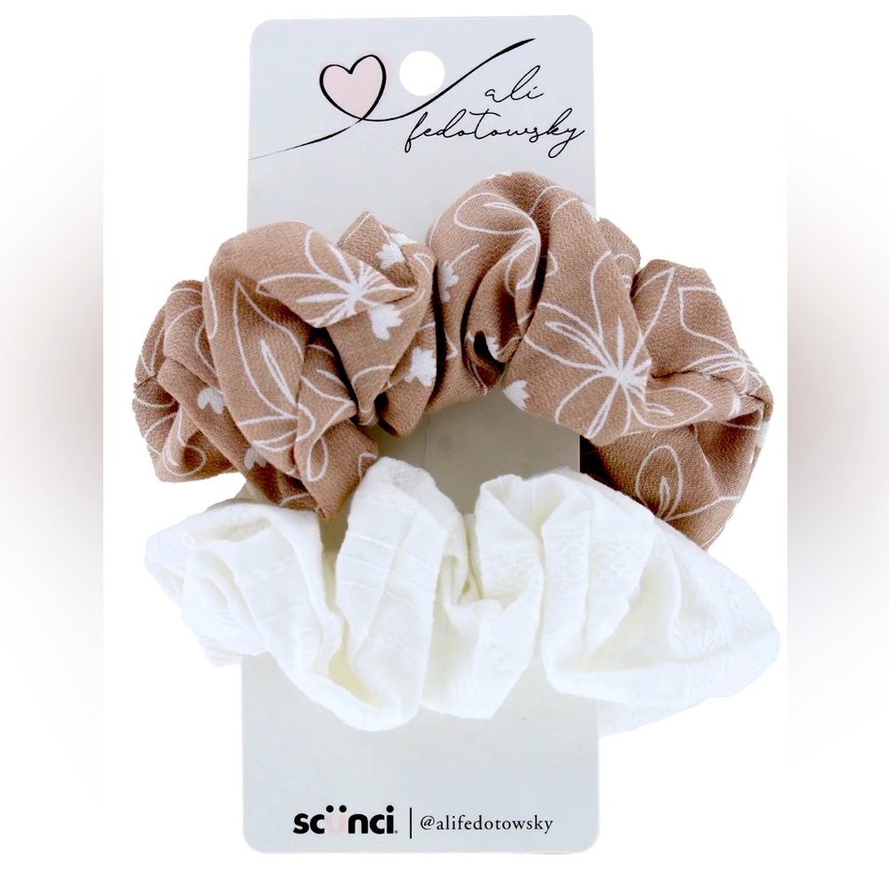 Scünci Ali Fedotowsky Hair Scrunchies - Boho Brown and White - New!